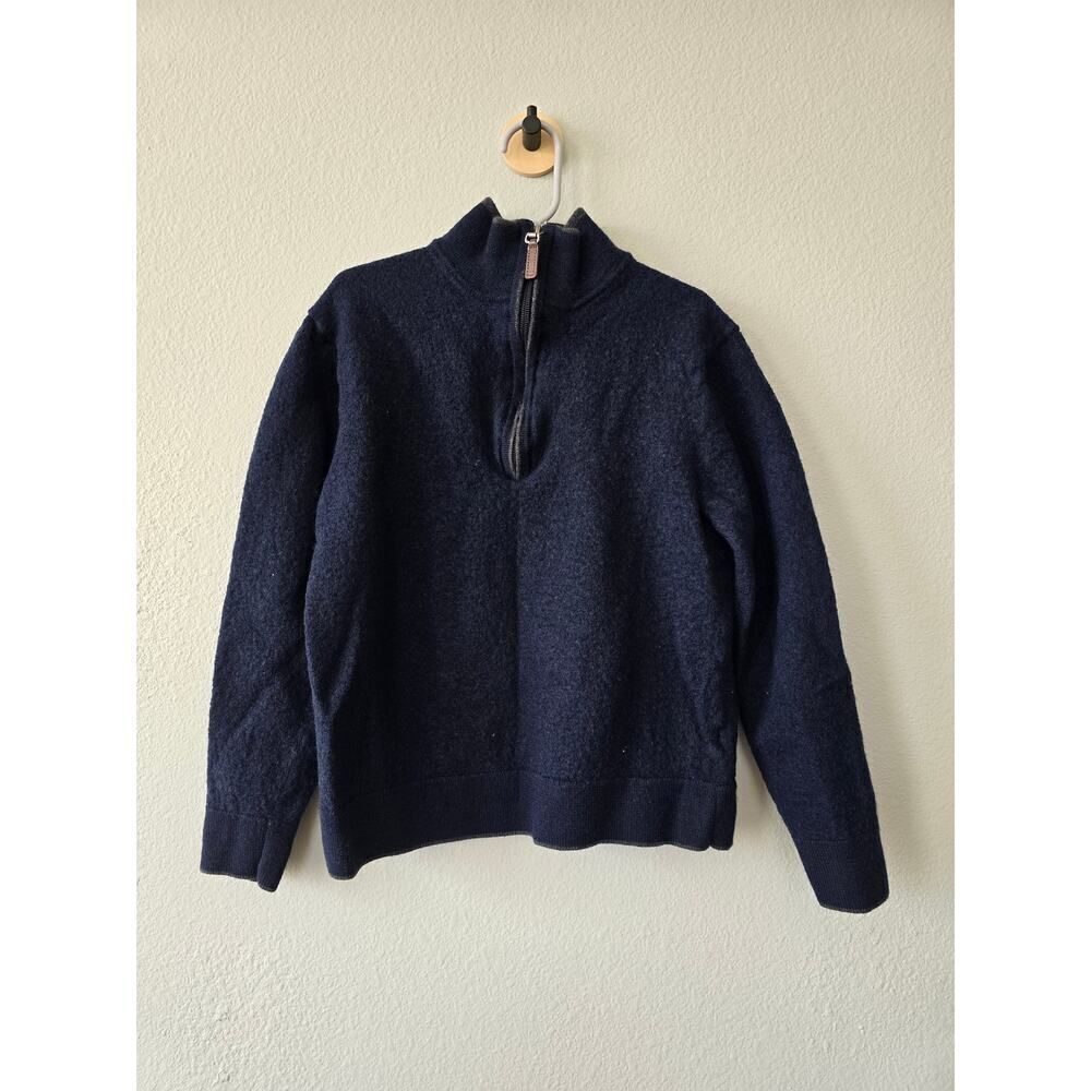 Hart Schaffner Marx Boy's M Merino Wool Half-Zip Pullover Sweater Navy Blue